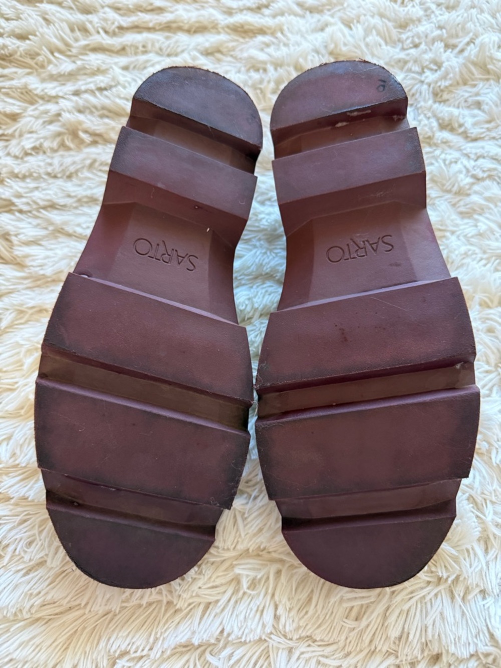 Sarto Women’s Burgundy Patent Leather Loafers - Picture 5 of 5